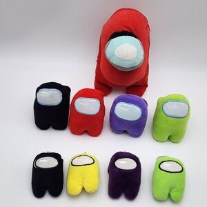Among Us Soft Plushie Squeaky Toy Lot Of 9‎ Black, Red, Green, Yellow Mix  READ